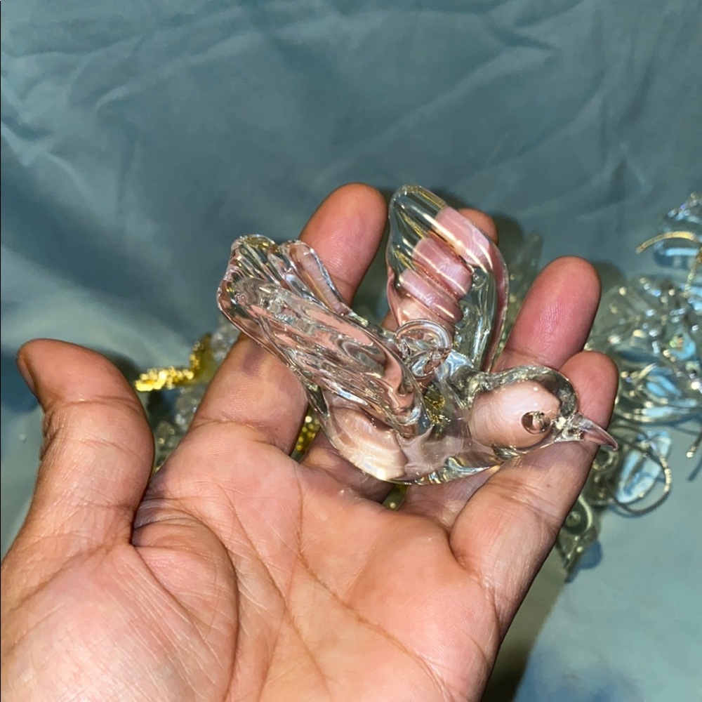 BX44 Bundle of Gold and Clear Decorative Angel and Glass Dove Ornaments 6 Doves - Picture 3 of 9